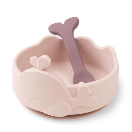 Bol ventouse et cuillère silicone Wally ROSE