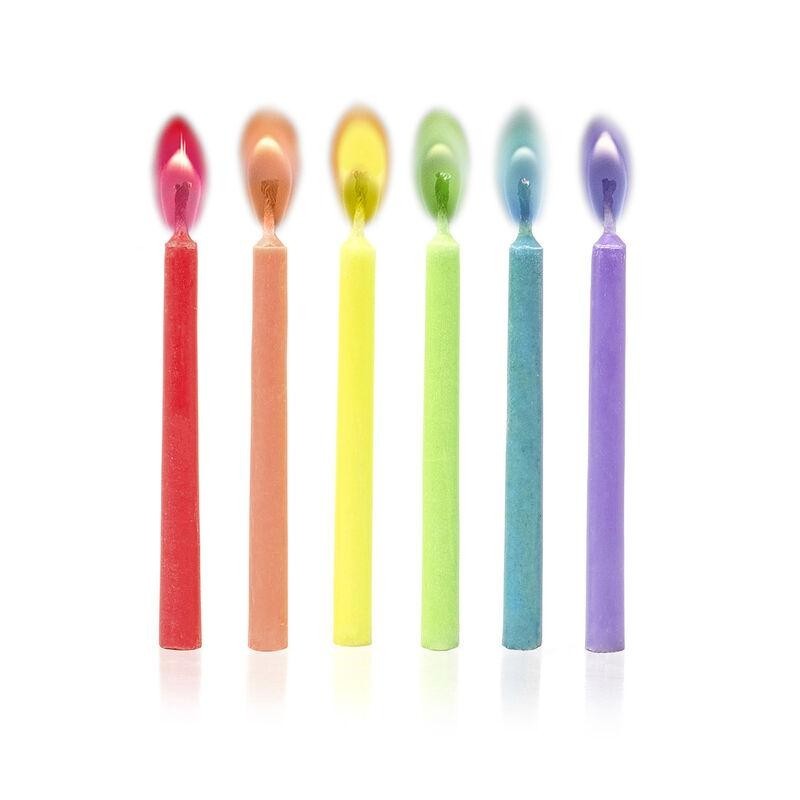 BOUGIES DE FÊTE FLAMME COLORÉE