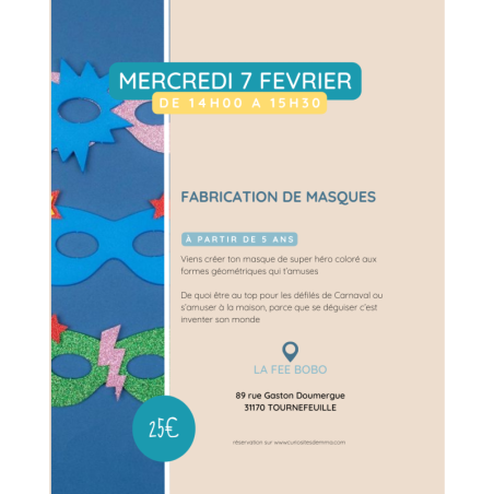 Création de Masques super héros.......... le 07 fevrier 2024 de 14h à 15h30