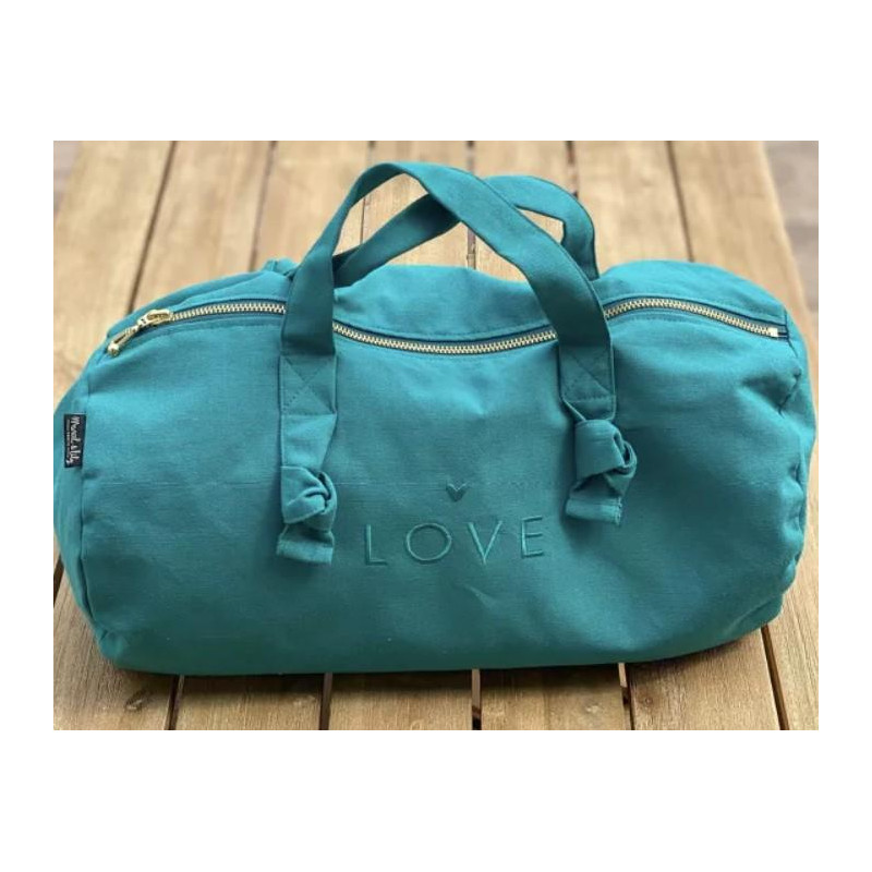 Mini sac polochon -bleu canard - LOVE-