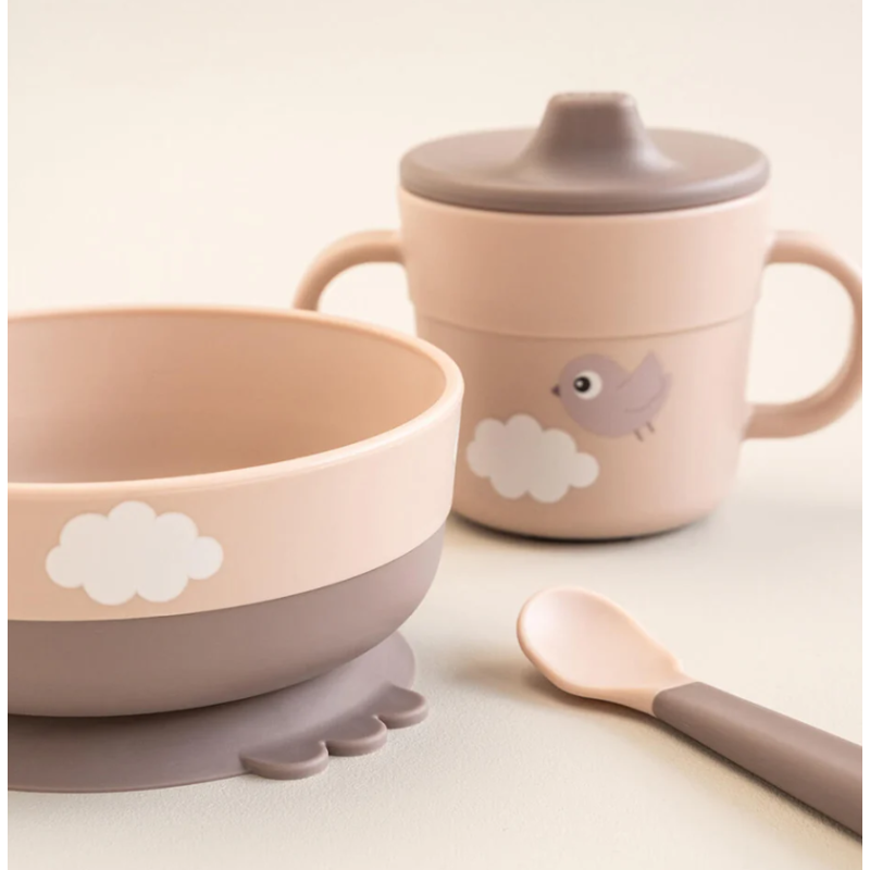 foodie first meal set - happy clouds - powder