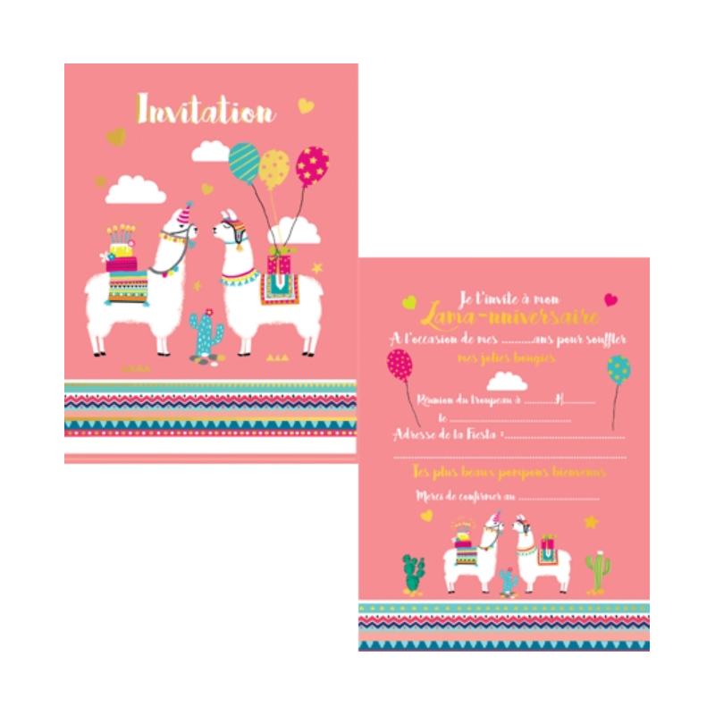 CARTES INVITATIONS LAMA