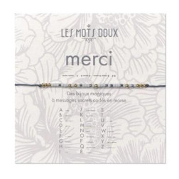 BRACELET PASTEL MERCI GRIS CLAIR OR