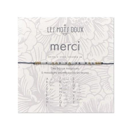 BRACELET PASTEL MERCI GRIS CLAIR OR