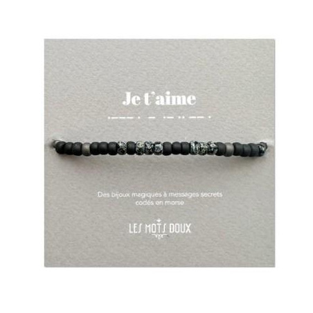 BRACELET MESSIEURS JE TAIME NOIR ARGENT