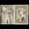 Sleepy/wakey baby mouse in matchbox - Blue